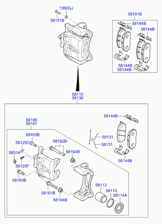 KIA 58101-C8A60 - Тормозные колодки, дисковые, комплект parts5.com