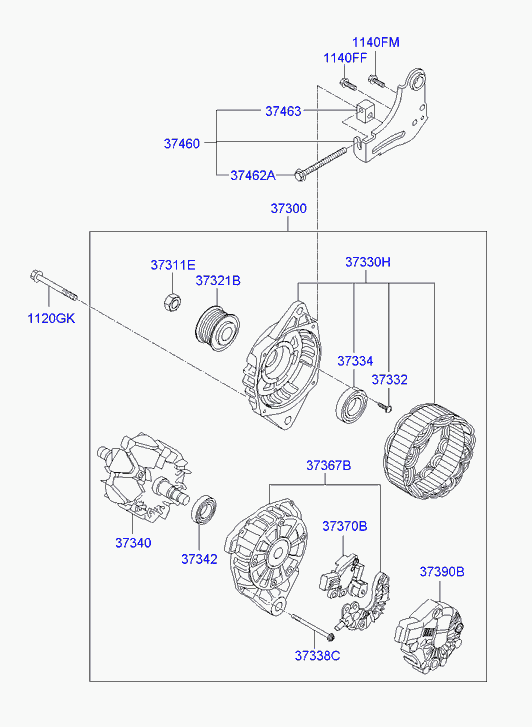 Hyundai 37300 2B600 - Генератор parts5.com