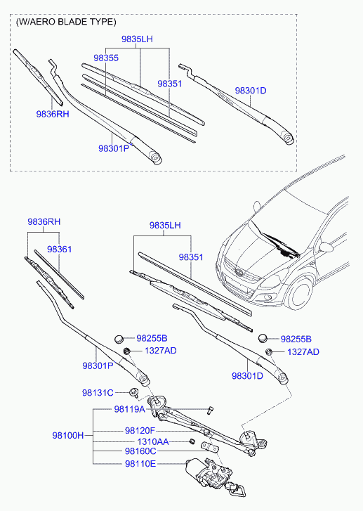 Hyundai 98360-1J000 - Wiper Blade parts5.com