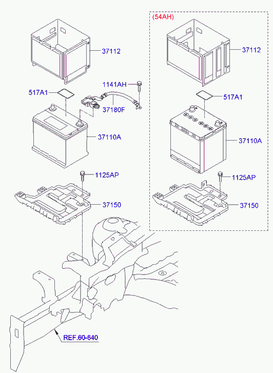 KIA 371104P680 - Стартерная аккумуляторная батарея, АКБ parts5.com