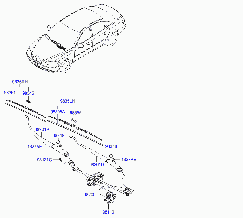 Hyundai 983503L030 - Щетка стеклоочистителя parts5.com