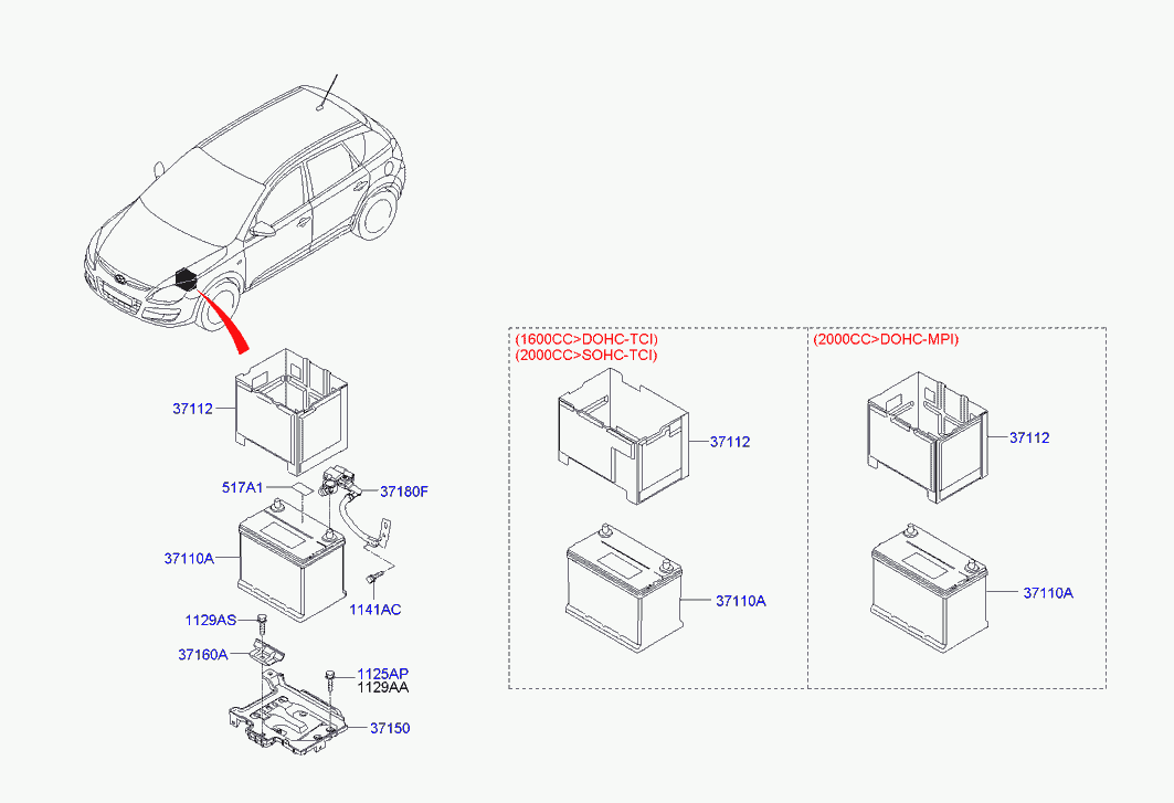 KIA 37110-1H562 - Starter Battery parts5.com