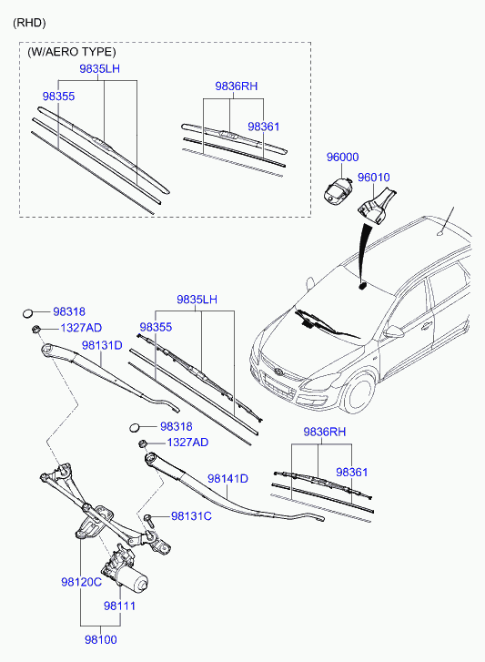 Hyundai 983502L030 - Щетка стеклоочистителя parts5.com