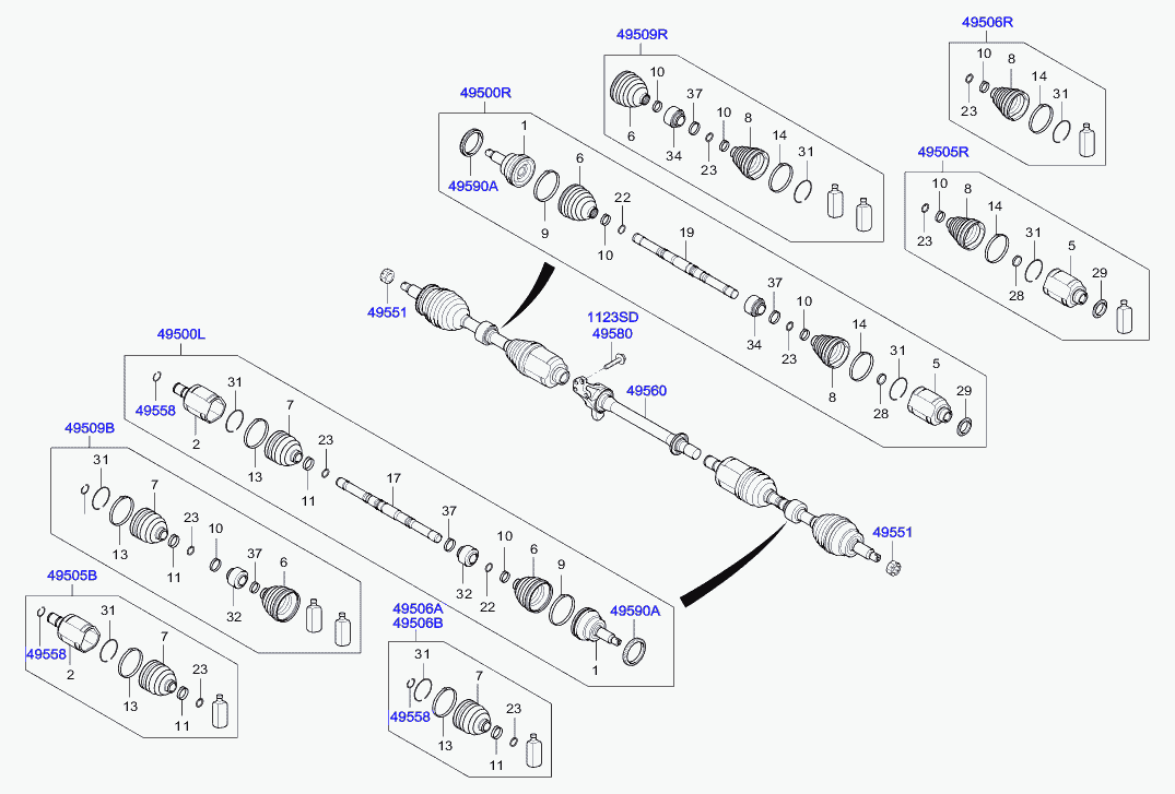 Hyundai 495002W000 - Приводной вал parts5.com