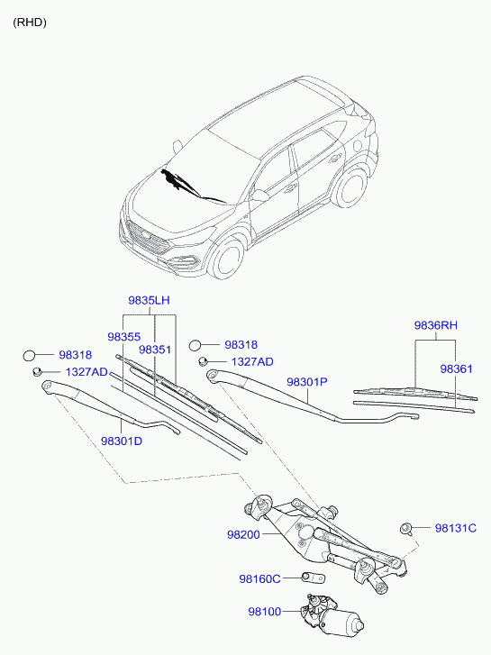 Hyundai 98350-3S300 - Щетка стеклоочистителя parts5.com