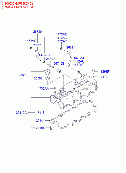 Hyundai 22441-22012 - Прокладка, крышка головки цилиндра parts5.com