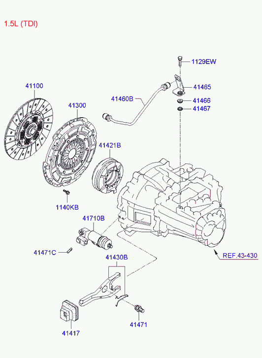 KIA 41430-23000 - Возвратная вилка, система сцепления parts5.com