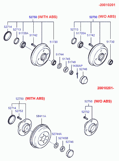 Hyundai 52713-21100 - Wheel hub, bearing Kit parts5.com