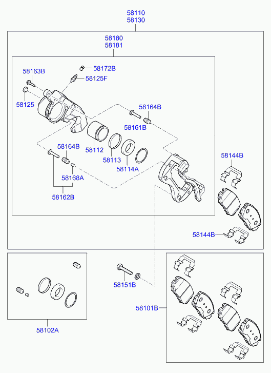 Hyundai 581803KA10 - Тормозной суппорт parts5.com