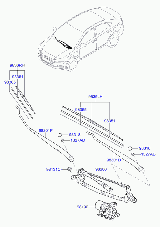 KIA 98350H5000 - Limpiaparabrisas parts5.com