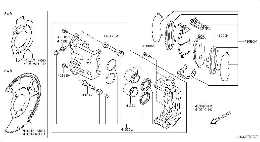 Infiniti D1060EJ20A - Тормозные колодки, дисковые, комплект parts5.com