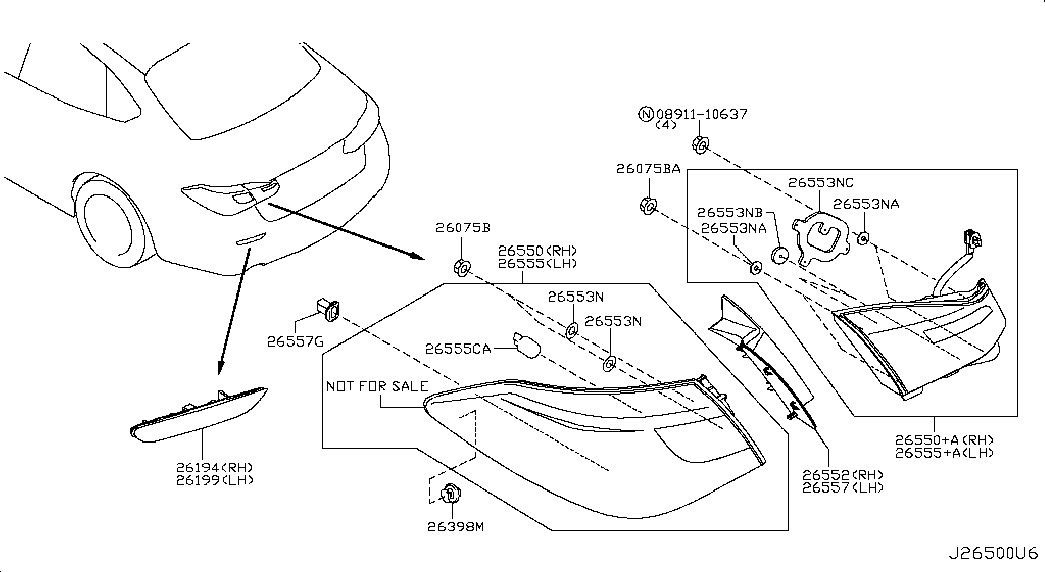 NISSAN 26261-89964 - Лампа, лампа чтения parts5.com