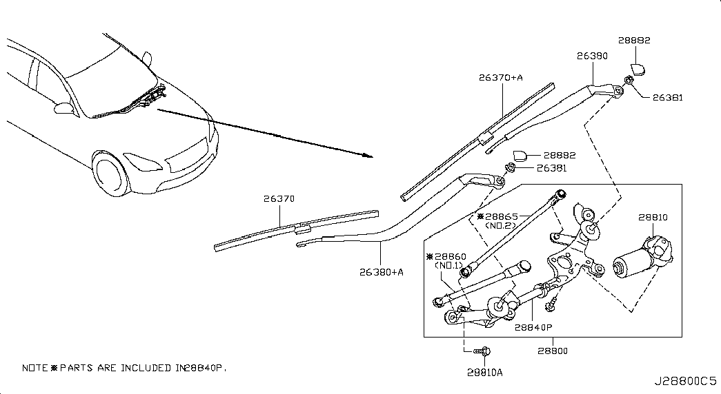 NISSAN 28890-3EV6A - Щетка стеклоочистителя parts5.com