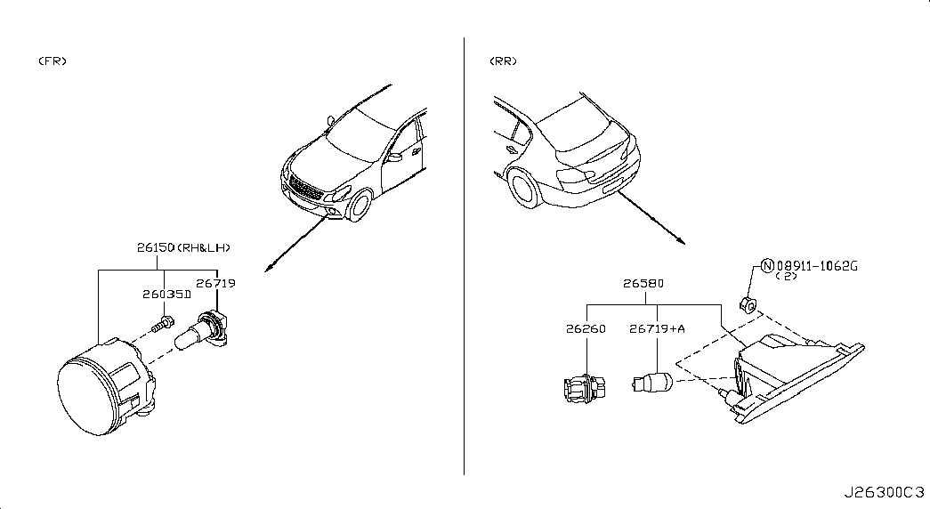 NISSAN B62964A001 - Лампа накаливания, противотуманная фара parts5.com