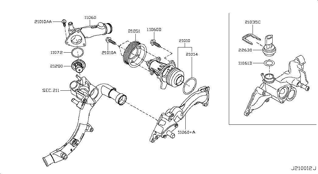 NISSAN 21306-00QAH - Прокладка, термостат parts5.com