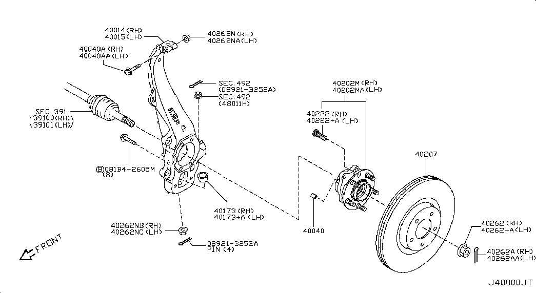 NISSAN 40202EJ70B - Ступица колеса, поворотный кулак parts5.com