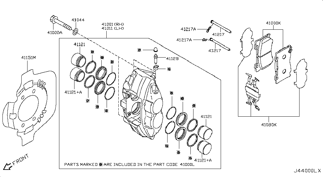 Infiniti D1060JL00K - Тормозные колодки, дисковые, комплект parts5.com