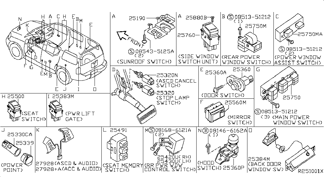 NISSAN 25320AX000 - Выключатель фонаря сигнала торможения parts5.com