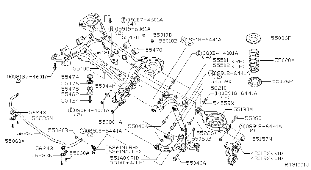 NISSAN 551A1-7S010 - Сайлентблок, рычаг подвески колеса parts5.com