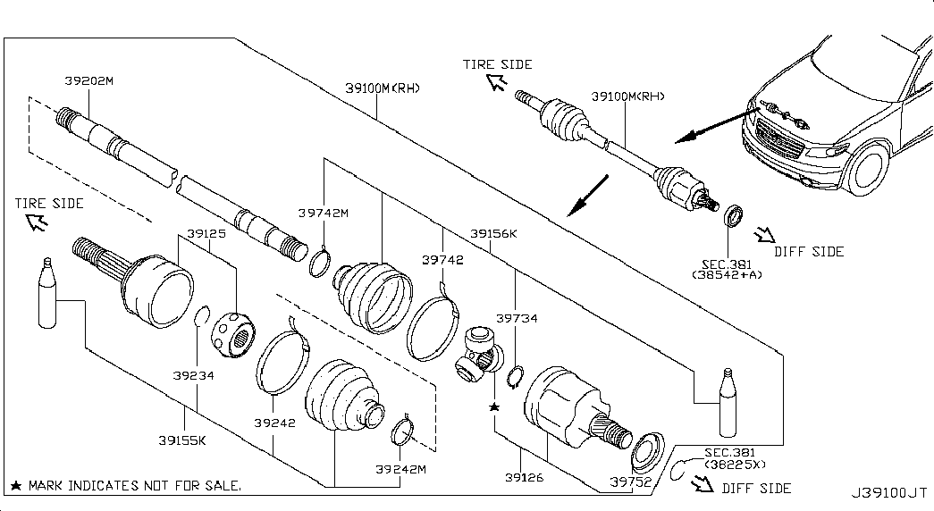 NISSAN 39711-CG000 - Шарнир, ШРУС, приводной вал parts5.com