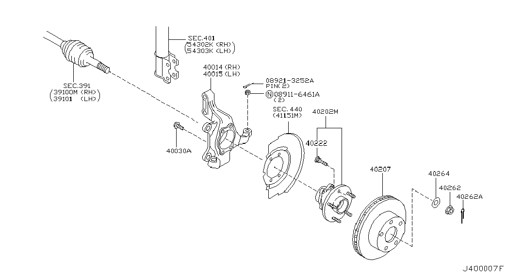 NISSAN 40202CG110 - Ступица колеса, поворотный кулак parts5.com