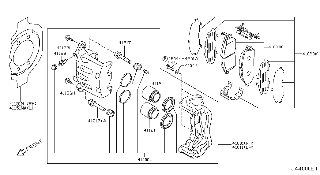 NISSAN D1060EG51A - Тормозные колодки, дисковые, комплект parts5.com