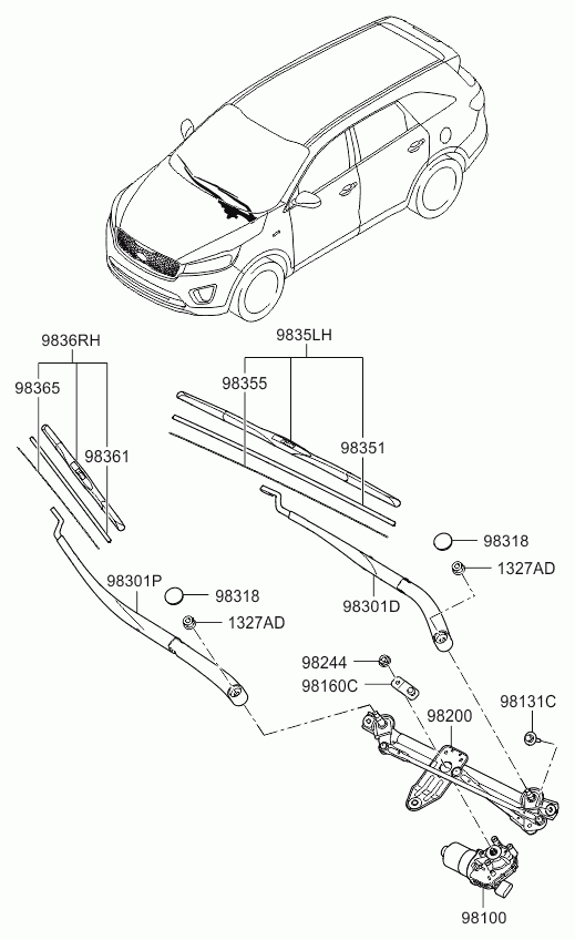 KIA 98360B1000 - Limpiaparabrisas parts5.com