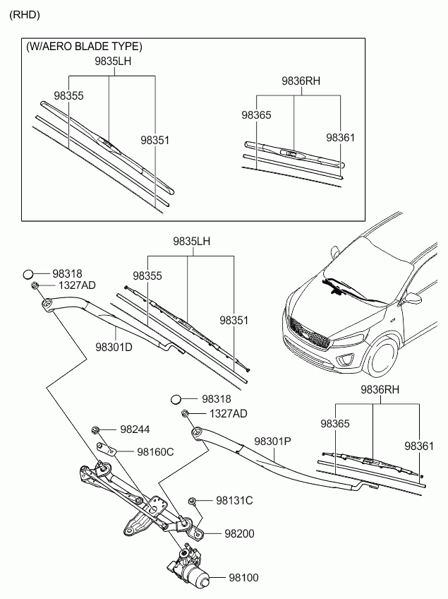 KIA 983502W000 - Щетка стеклоочистителя parts5.com