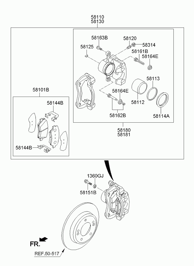 KIA 58101A7A00 - Тормозные колодки, дисковые, комплект parts5.com