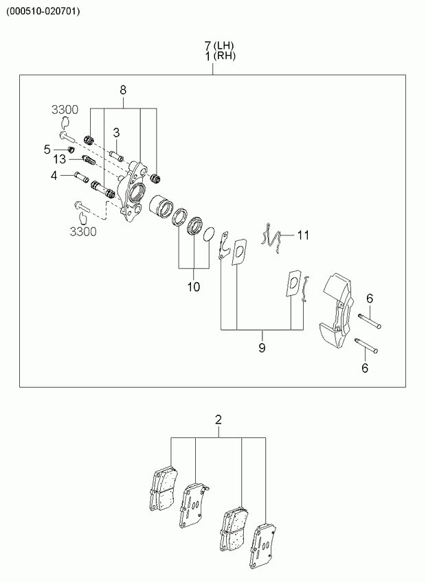 Hyundai K0BA2-33-28Z - Тормозные колодки, дисковые, комплект parts5.com