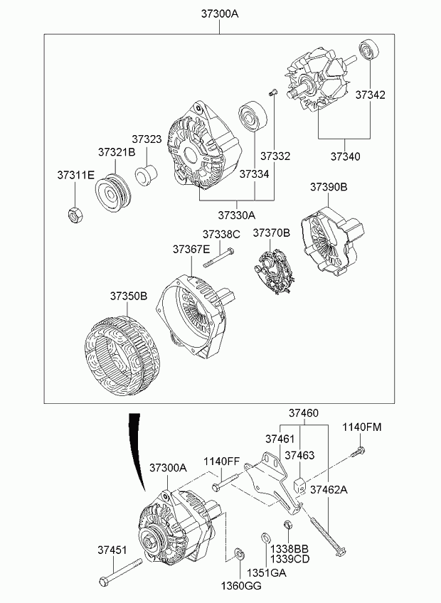 KIA 37300-23650 - Генератор parts5.com