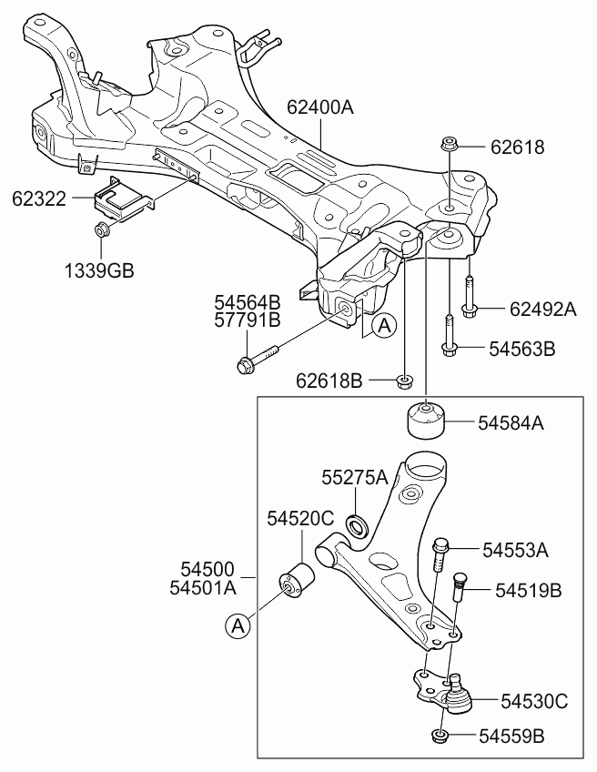 Hyundai 54551-2Y000 - Сайлентблок, рычаг подвески колеса parts5.com