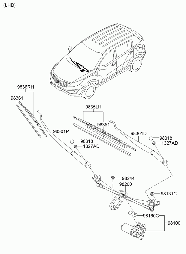 KIA 983513W000 - Щетка стеклоочистителя parts5.com