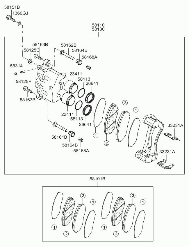 KIA 1360212006K - Тормозные колодки, дисковые, комплект parts5.com