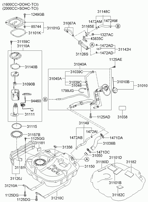 Hyundai 311101H000 - Complete - fuel pump parts5.com