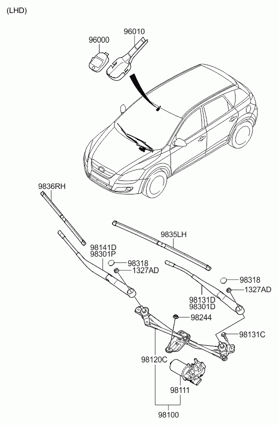 KIA 983601H100 - Limpiaparabrisas parts5.com