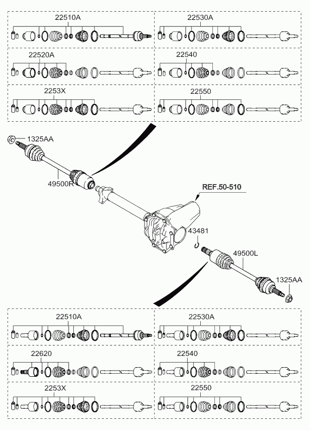 KIA 495913E201 - Шарнирный комплект, ШРУС, приводной вал parts5.com