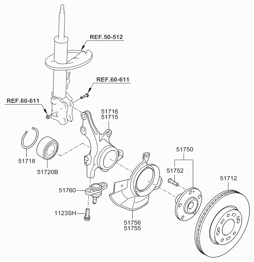 DAEWOO 517201D000 - Wheel hub, bearing Kit parts5.com