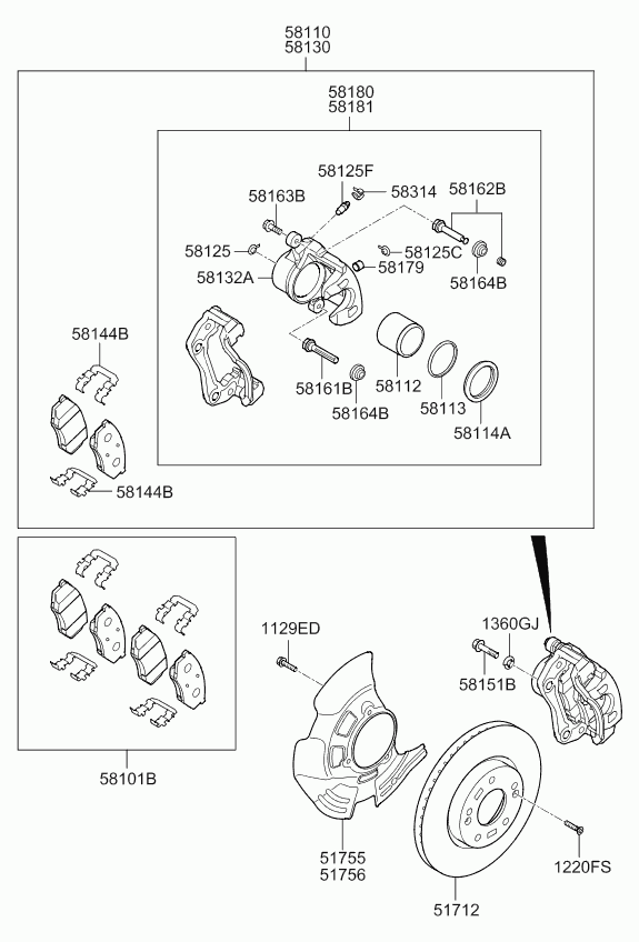 KIA 58190 3QA50 - Тормозной суппорт parts5.com