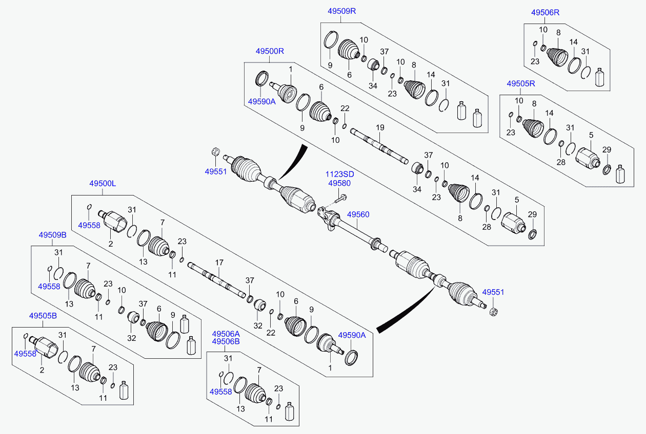 KIA 495002W300 - Приводной вал parts5.com