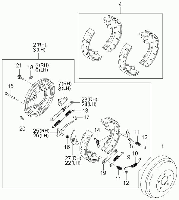 Hyundai 0K58A-26-38Z - Комплект тормозных колодок, барабанные parts5.com