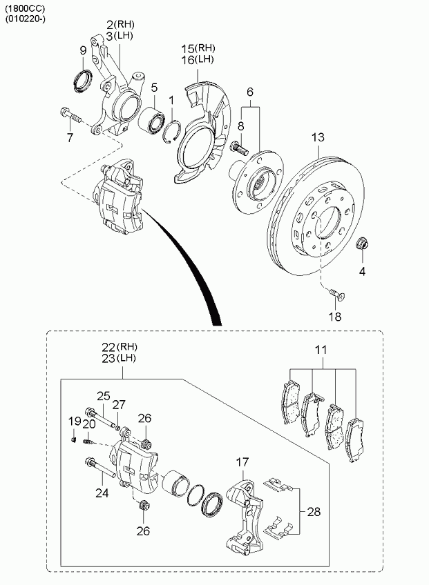 KIA 0K20133047 - Wheel hub, bearing Kit parts5.com