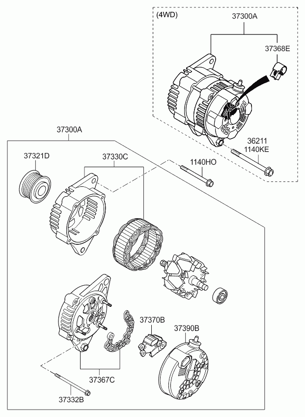 Hyundai (BEIJING) 37300-2F200 - Генератор parts5.com