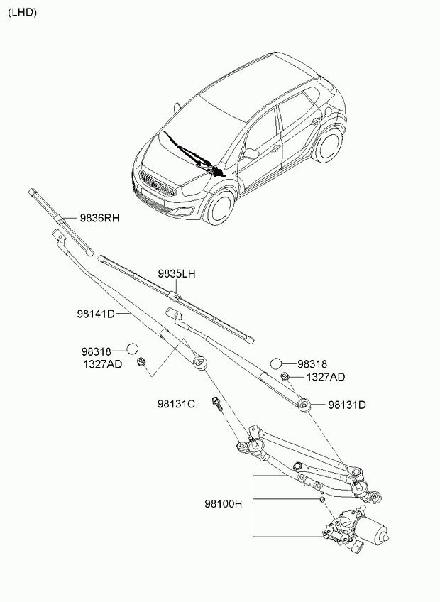 KIA 98350 1P000 - Wiper Blade parts5.com