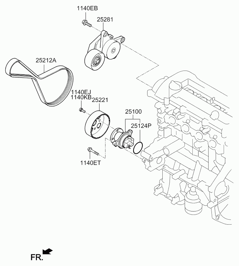 Hyundai 2521203980 - Поликлиновой ремень parts5.com