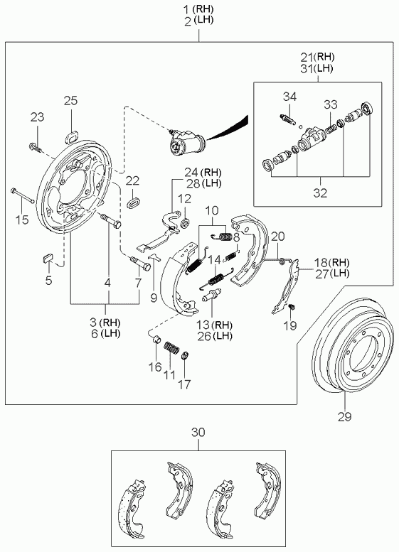 Hyundai 0K72A-26-38Z - Комплект тормозных колодок, барабанные parts5.com