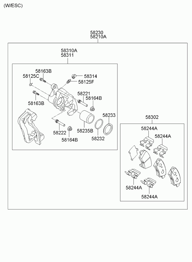 KIA 58302-2KA10 - Тормозные колодки, дисковые, комплект parts5.com