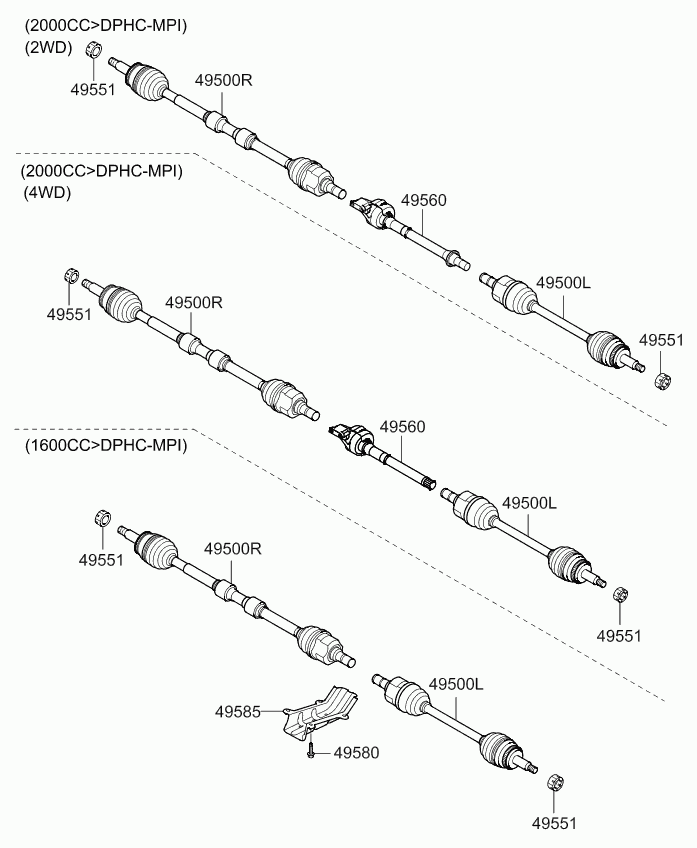 Hyundai 495012Y660 - Приводной вал parts5.com