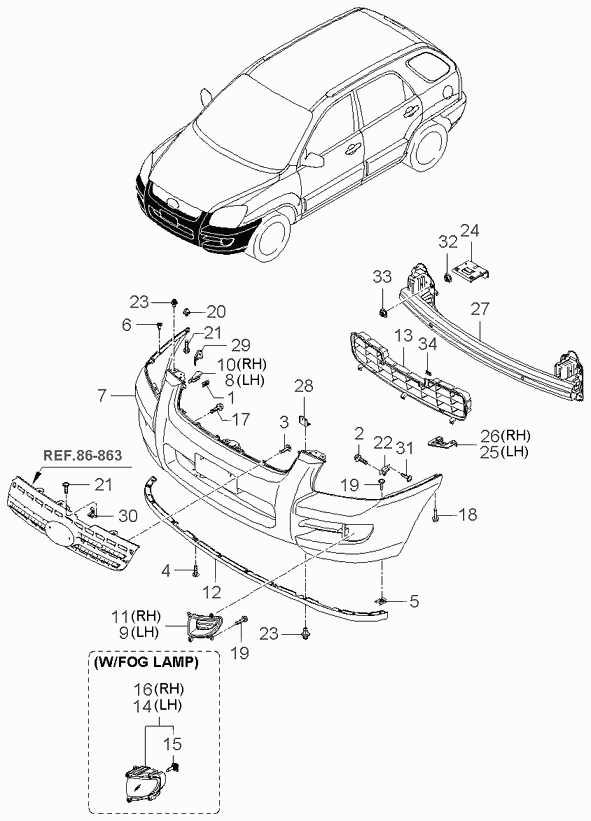 KIA 1864935009 - Лампа накаливания, противотуманная фара parts5.com