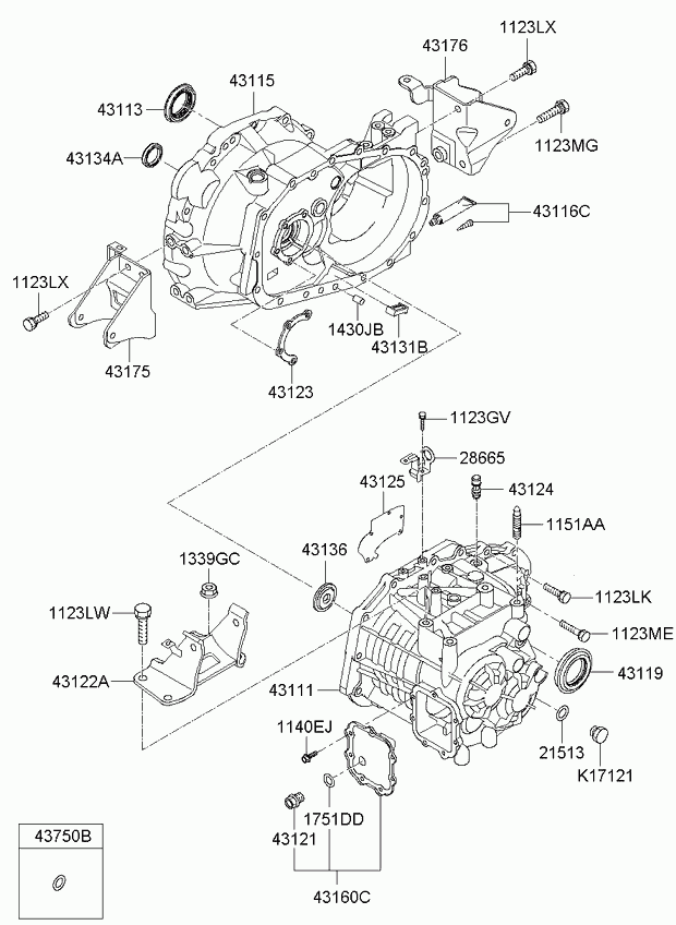 Hyundai 4313439011 - Уплотняющее кольцо, промежуточный вал parts5.com